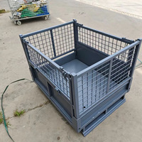 Cage de stockage robuste en treillis métallique thermolaqué avec porte basculante, conteneur palette métallique empilable, bacs de stockage empilables, cage de stockage, stillage