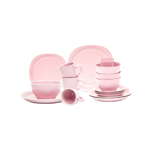 Juego de Platos de Cerámica Rosa de Lujo para Restaurante, 16 Piezas, Precio de Fábrica, Listo para Enviar - Product Image 1