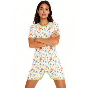 Body de Algodón Estampado para Adultos con Pierna Corta, Pijama Enterizo <span class=keywords><strong>ABDL</strong></span> para Mujer con <span class=keywords><strong>Manga</strong></span> Corta y Broches en la Entrepierna - Product Image 2