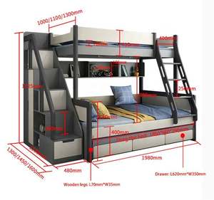<span class=keywords><strong>Cama</strong></span> Infantil Multifuncional de Madera Maciza con Literas para Niños - Product Image 6