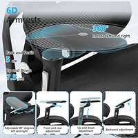 Chaise de bureau ergonomique avec dossier en maille réglable, massage par vibration, soutien lombaire, accoudoirs 6D pour le bureau à domicile