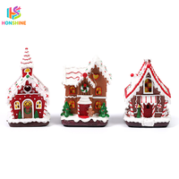 Décorations de Noël Religieuses en Résine Peinte Écologiques Style Art Populaire - Boîte à Musique en Forme de Bonhomme en Pain d'Épices, Petite Maison, Maison de Bonbons