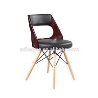 Chaise de bar de café moderne en bois de rose avec siège rond rembourré HY2027-1