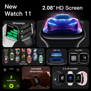 Reloj Inteligente W11X con Pantalla HD <span class=keywords><strong>de</strong></span> Visión Completa IP68, Pantalla <span class=keywords><strong>de</strong></span> 2.07 Pulgadas, Reloj Deportivo, Llamadas Bluetooth, Recordatorio <span class=keywords><strong>de</strong></span> Mensajes para IOS y Android - Product Image 2