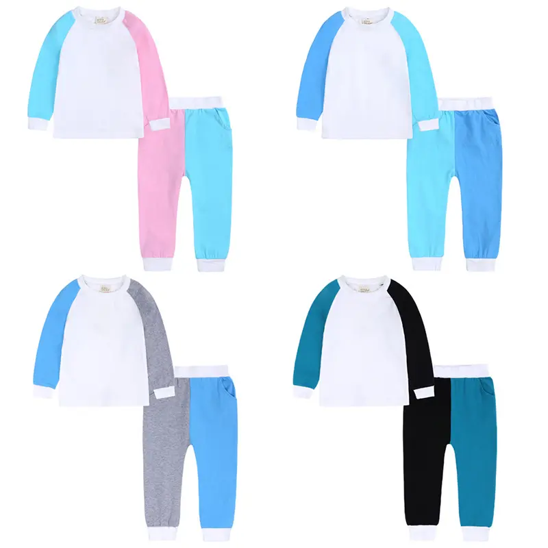 Conjuntos de ropa de 16 colores para niñas, ropa de bebé orgánica, conjunto de pijamas para niños, conjunto de pantalones de dos piezas, M736