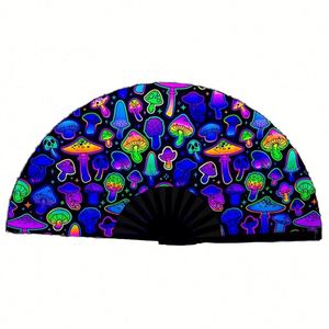 Abanico Plegable de Bambú Grande de 33 cm con Impresión UV, Estilo Arte Folclórico Pintado, para Decoraciones de Fiestas y Festivales, Pedido Mínimo 2 Piezas - Product Image 1