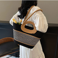 2025 nouvelle mode texturé tissé sac fourre-tout de luxe haut de gamme marque femmes grande capacité plage panier sac décontracté paille sac à bandoulière
