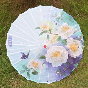 Parapluie décoratif DIY 1 pièce en tissu de soie pour femme, motif fleurs de cerisier japonaises, danse ancienne, parapluie chinois en papier huilé - Product Image 1