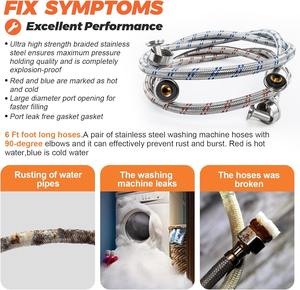 Juego de 2 mangueras de acero inoxidable 304 de 6 pies a prueba de explosiones Jade Hill con codos de 90 grados - Product Image 4