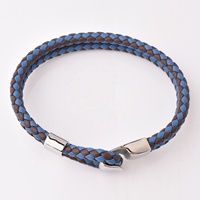 Bracelet pour homme en acier avec fermoir à crochet long et bracelets en cuir cool, bracelet bicolore pour homme