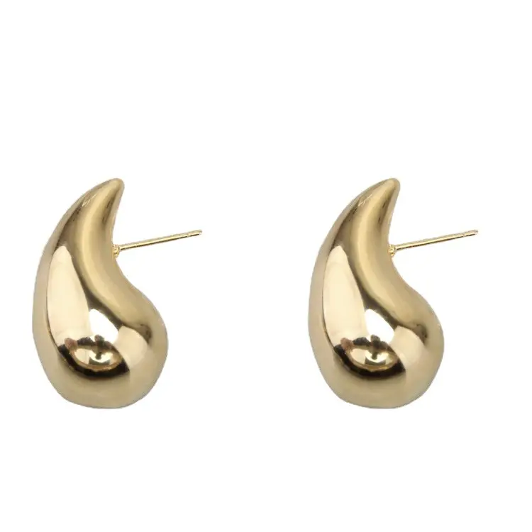 Moda 18K Gold Water Drop Earrings C-Shaped Bean Bulb Ear Studs Modern Water Drop Brincos Únicos Para As Mulheres Jóias