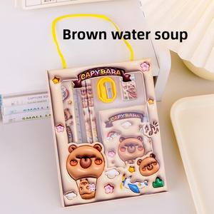 Ensemble de papeterie mignon avec des animaux de dessin animé pour les é<span class=keywords><strong>l</strong></span>èves du primaire et de <span class=keywords><strong>la</strong></span> <span class=keywords><strong>maternelle</strong></span>, 29,5x14 cm, boîte-cadeau portable du Zhejiang - Product Image 6