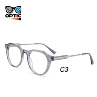 Nouvelle Arrivée Monture de Lunettes Optiques Rondes à Monture Complète en Acétate et Métal de Haute Qualité pour Hommes