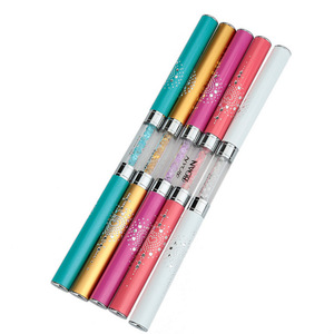 Dual End Nail Art Brush Pen Flat Liner Dotting Tool Metal Acrylic Diamond Handle for Gel Decoration - Product Image 4