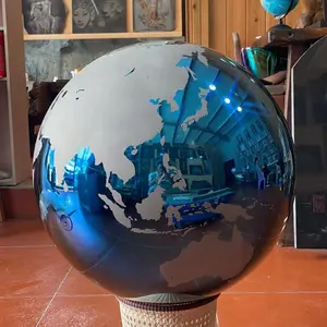 Grand globe en métal en acier inoxydable Sphère avec carte du monde Qualité supérieure_genre Billes en acier inoxydable