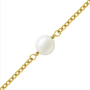 Non Tarnish Gold Filled 4.0mm White Pearl Chains 2023 Fashion Jewelry Sterling Silver Chain Bulk for women