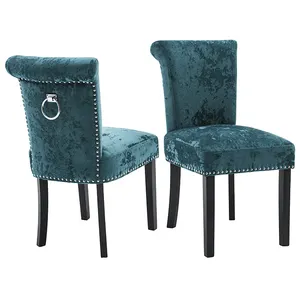 Wholesale Modern Crushed Velvet Dining Chairs Home Hotel High Back Dining Room Chairs With Back Ring Knocker