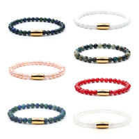 Bracelet perlé unique en pierres précieuses avec fermoir magnétique, motif du Zodiaque Chinois et mantra des vœux, design spirituel, plaqué or