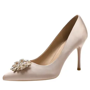 Vrouwen Sexy Bruiloft Wees Teen Schoenen Aanpassen Bloemen Crystal Bridal Hakken Banket Hakken Schoenen