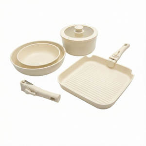 E-TOP Ensemble complet de batterie de cuisine professionnelle de qualité supérieure pour la maison, en céramique, avec casseroles et poêles antiadhésives, ustensiles de cuisson avec poignées - Product Image 1