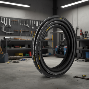 Tuyau hydraulique spiralé Vevor 3/8 po x 100 pi 4800 psi en caoutchouc tressé avec fil d'acier pour usage industriel - Product Image 2