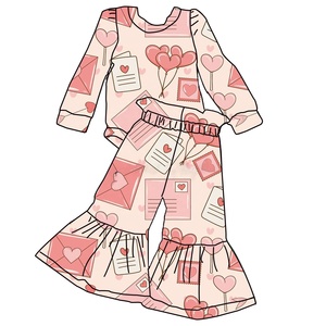 Wholesale Customization Valentine's Day Sublimation 2-piece Set Easter Girl Babys Romper <b>Bell</b> Paper Bag Pants Breathable - Product Image 3