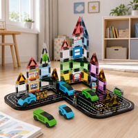 Mini Bloques de Construcción Magnéticos 3D, Juguetes de Bloques de Construcción Magnéticos de Plástico para Niños, Juego de Juguetes de Vehículos de Tráfico