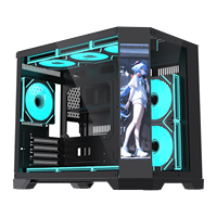 Lovingcool LCD Screen Display PC Gaming Case MATX Mid Tower Gamer Case Micro Desk Casing Tempered Glass Computer Cabinet Chassis