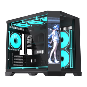 Lovinglcool Màn hình LCD hiển thị PC chơi Game trường hợp mATX Mid Tower Gamer trường hợp micro bàn vỏ kính cường lực Tủ máy tính khung gầm - Product Image 1