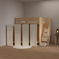 Lit superposé en bois avec grande armoire de rangement pour enfants, lit superposé en bois multifonctionnel gain de place, meubles de chambre d'enfant