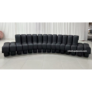 Meubles de salon multi-usages pour intérieur, en cuir compressé noir, modèle moderne 01 - Product Image 2
