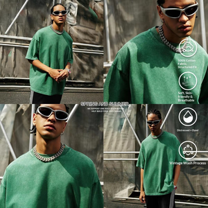 T-shirt pour homme en coton épais 100 %, collection Printemps/Été 2026, style streetwear américain rétro délavé et teint à la cire pour adolescents - Product Image 3