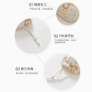 Gobella Masque facial en coton pour enfants, motif dessin animé, boucle auriculaire réglable, chaud pour bébés et enfants, automne-hiver, lavable - Product Image 1