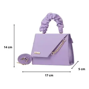 Fana Women's Baia <b>Lilac</b> Crossbody <b>Bag</b> Geometric Pattern PU Leather Chain Decor Single Handle Fashion Daily Use - Product Image 3