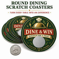 Cartes à gratter rondes personnalisées en couleur, avec impression sur mesure, pour gagner instantanément des coupons de récompense pour restaurants, promotions alimentaires et récompenses de fidélité