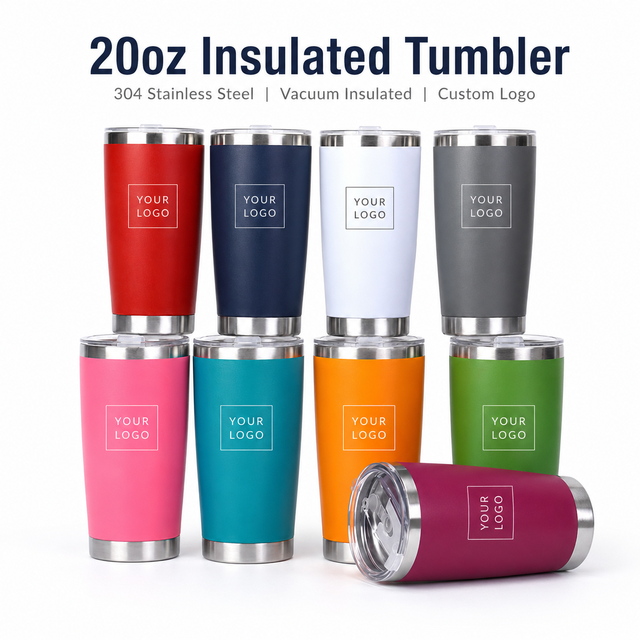 20oz Double Wall Vacuum Insulated Stainless Steel Tumbler Powder Coated Travel Coffee Mug OEM