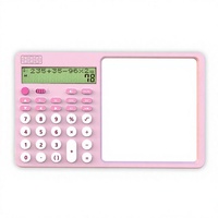 Tablette d'écriture numérique LCD rose avec calculatrice vocale, bloc-notes numérique ABS pour bureau, comptabilité, école, logo personnalisé