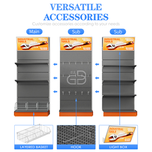 מדפי גונדולה דו-צדדיים כבדים במיוחד לסופרמרקט עם גב פגבורד - Product Image 2