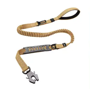 Customized Luxury Adjustable Heavy-duty Rotating Frog Clip Reflective Tactical Bungee Dog Leather With Car Seat Belts