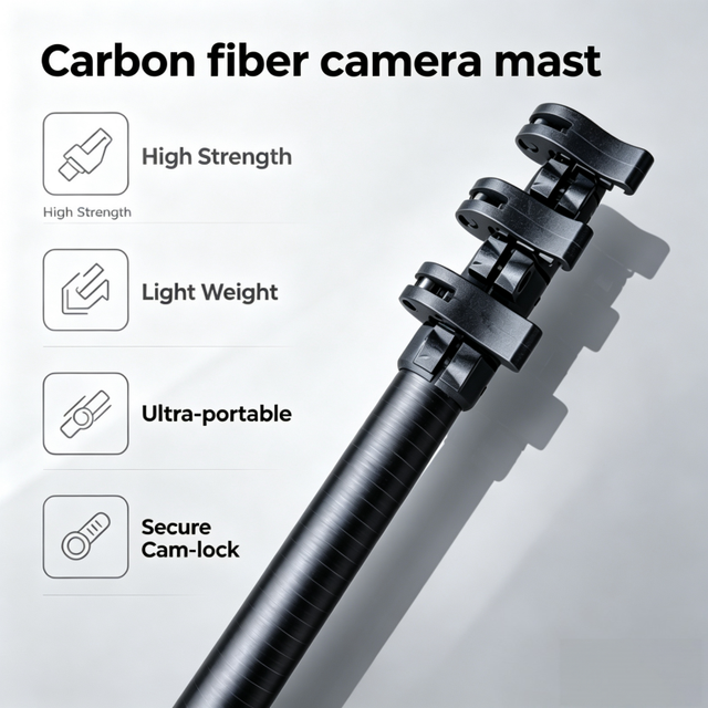 Heavy Duty 6m 8m 10m Carbon Fiber Camera Mast Telescopic Pole with Tripod for Taking Photo
