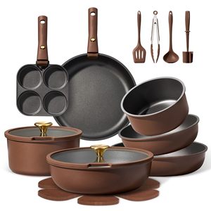 Non-Stick Ceramic <b>Cookware</b> <b>Set</b> 21 Piece Kitchen Flat Bottom Oven Safe Multi Functional - Product Image 1