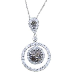 Collier pendentif Lavalier cercle de diamants Jewelspaark 1,27 carat taille brillant couleur G plaqué rhodium argent sterling 925 pour femme - Product Image 1