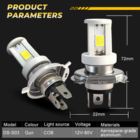 Phare LED universel pour moto H4 COB, double couleur, mini-corps, étanche, 12V, phare avant de moto