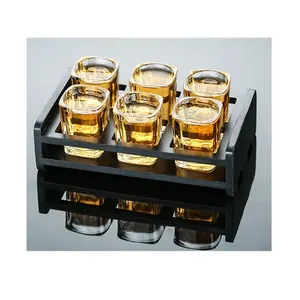 Custom Logo beer Cup Blanks Espresso Sublimation liquor set of 6 square shot glasses and trays