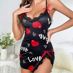 SFY2999 <span class=keywords><strong>abbigliamento</strong></span> da <span class=keywords><strong>donna</strong></span> con stampa tutina Casual abiti da <span class=keywords><strong>notte</strong></span> Sexy con scollo a V taglie forti pigiami Sexy da <span class=keywords><strong>donna</strong></span> - Product Image 3
