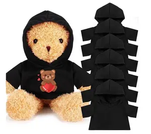 เสื้อยืดสีดำกำมะหยี่น่ารักเสื้อผ้ามีฮู้ดสำหรับตุ๊กตาหมี