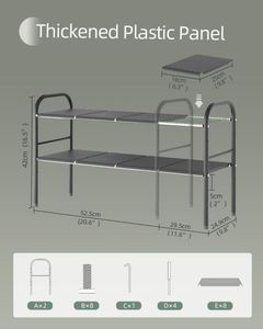 Étagère extensible pour rangement de chaussures en métal, simple, à 2 niveaux, pour cuisine et salle de bain - Product Image 4