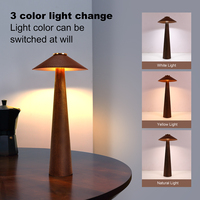 Lampe de table minimaliste en bois massif avec abat-jour en cuir de qualité supérieure, gradation progressive, veilleuse rechargeable pour chambre à coucher et décoration de café