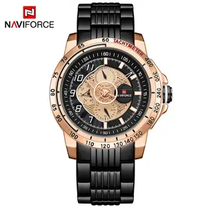 Reloj Masculino NAVIFORCE marca 9180 de acero inoxidable cuarzo de los hombres relojes Marina fuerza relojes de pulsera