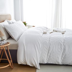 Trắng Duvet cover Vua kích thước, Boho chần sợi nhỏ bedding Set cho tất cả các mùa, thêu tồi tàn Chic <span class=keywords><strong>Comforter</strong></span> - Product Image 4